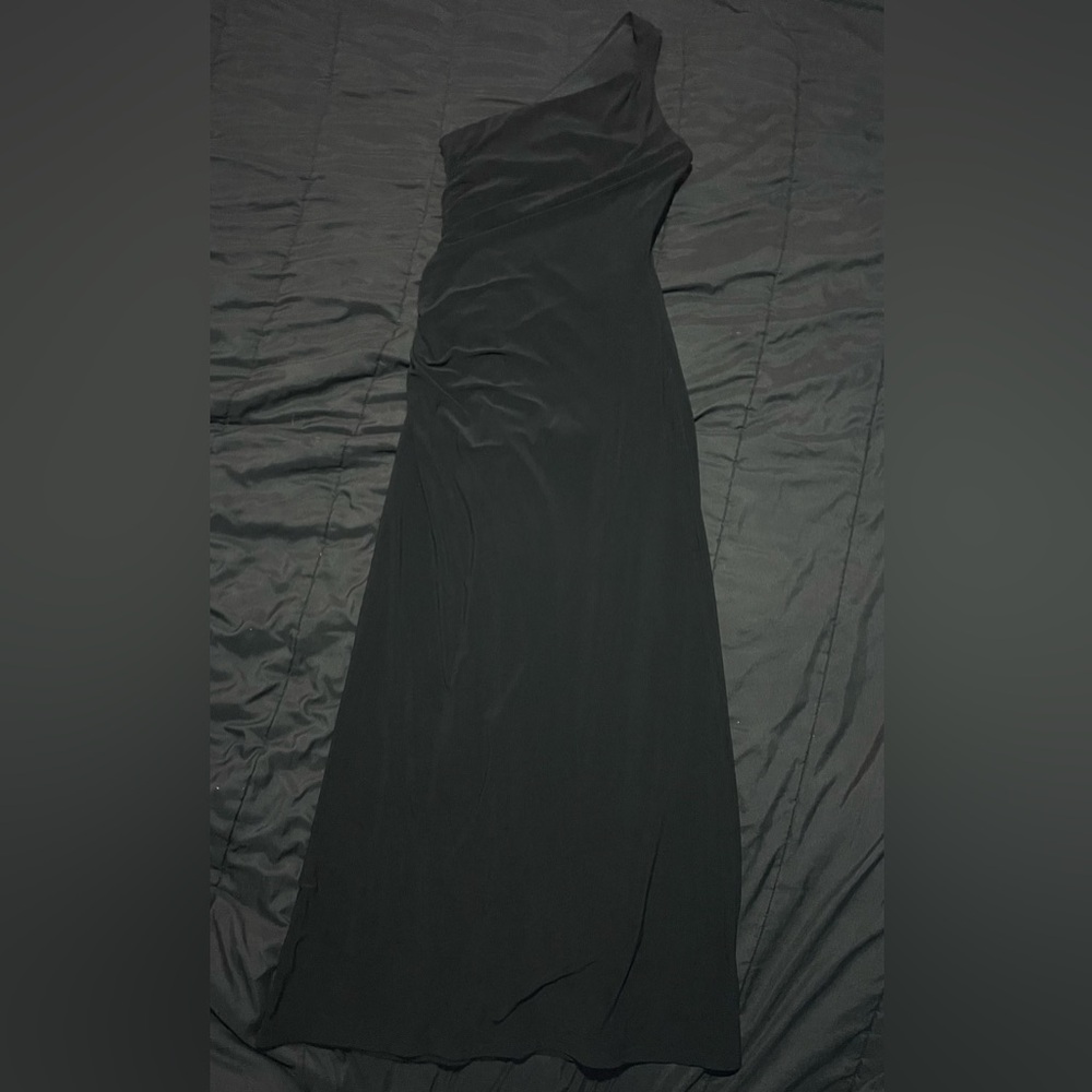 90s y2k Morgan & Co black one shoulder evening maxi dress